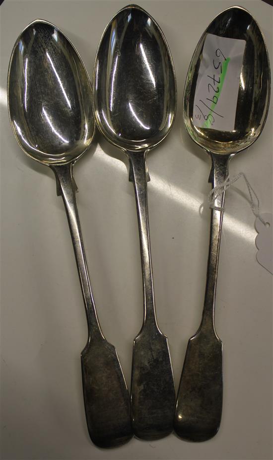 Three silver tablespoons